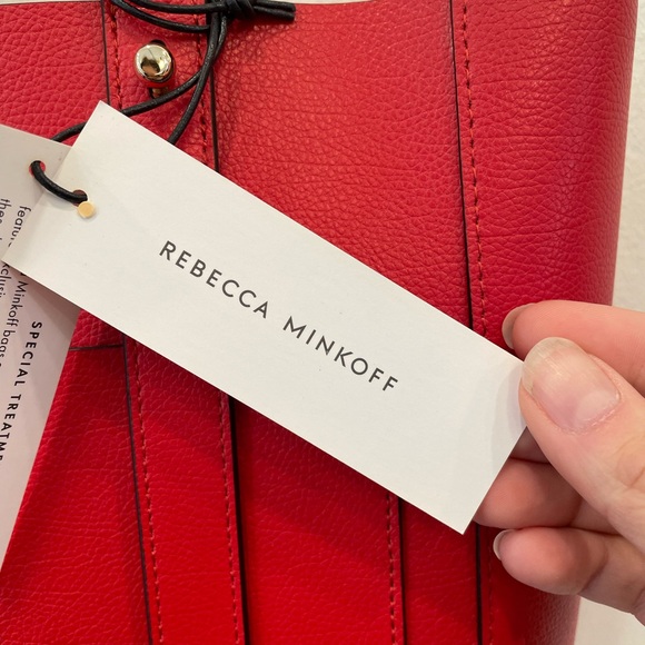 NWT Rebecca Minkoff Stella Leather Tote Bag Tomato / Red - Picture 3 of 14